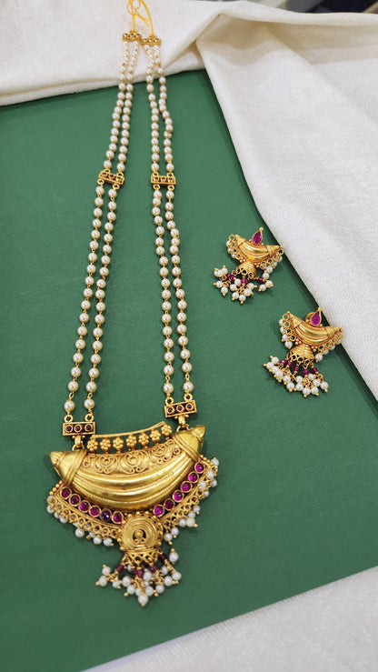 Pearls Coorgi Style Pendant Haram set