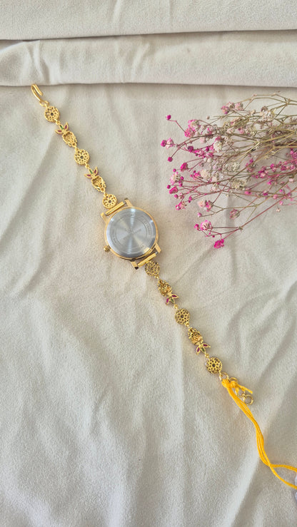 Gold Dial CZ Stone lakshmi watch