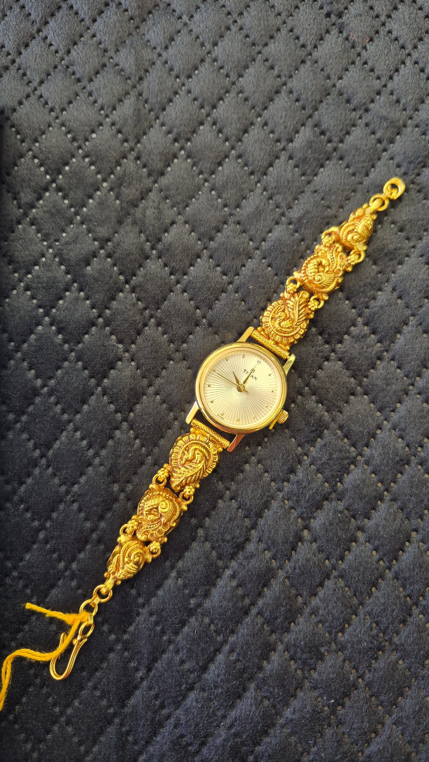 Original Titan watch with silver nakshi peacock strap