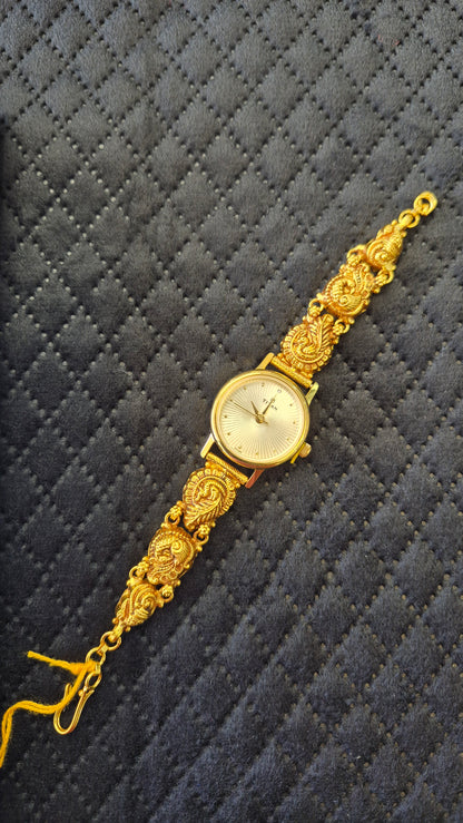 Original Titan watch with silver nakshi peacock strap