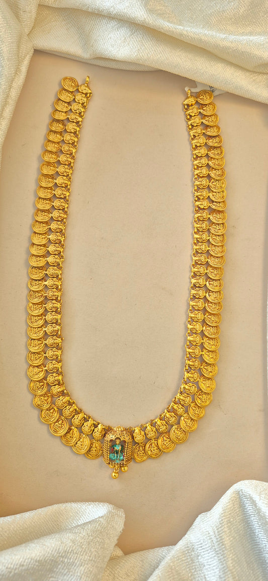 Light weight Kasu haram with small Laxmi embellished.