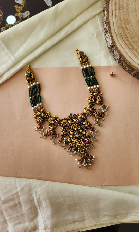 Deep nakas Kundan Necklace with green beads