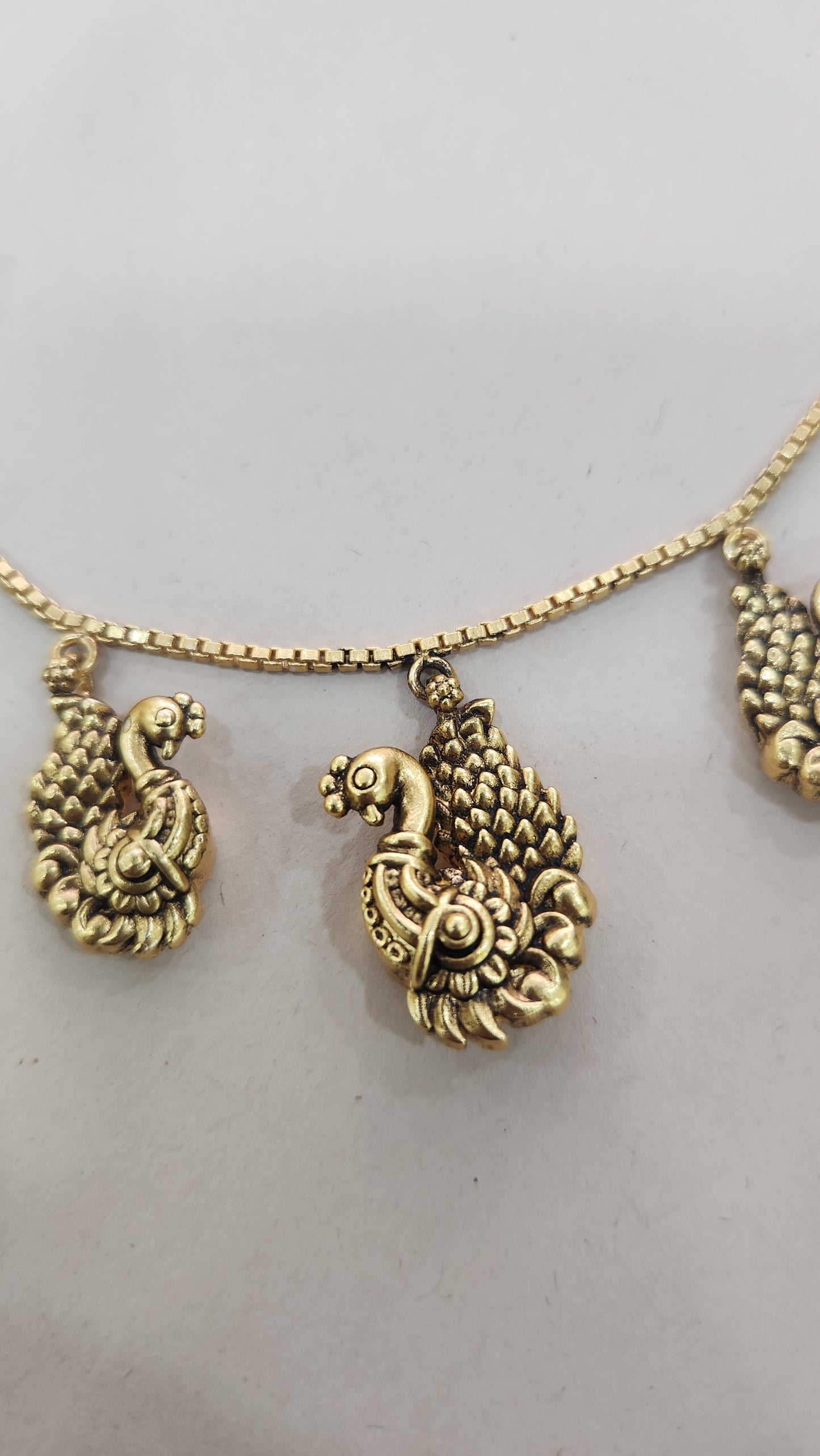 Peacock motifs Chain and charms pendant Necklace