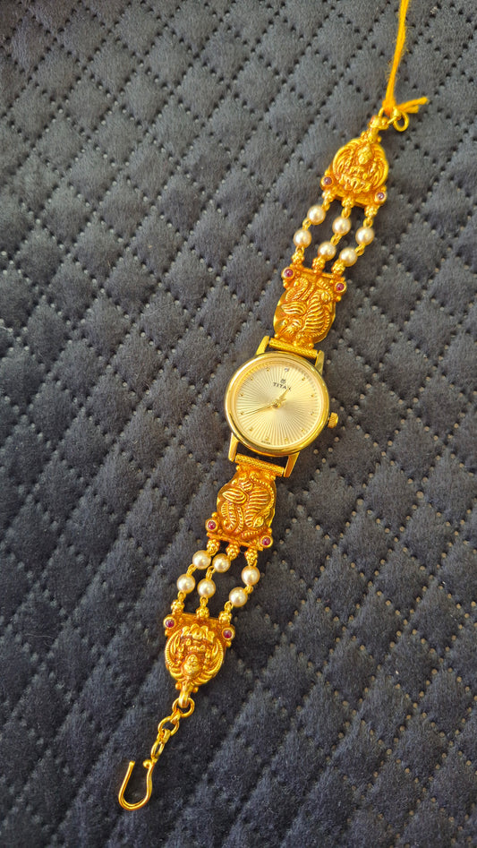 Original Titan watch with silver pearl nakshi strap