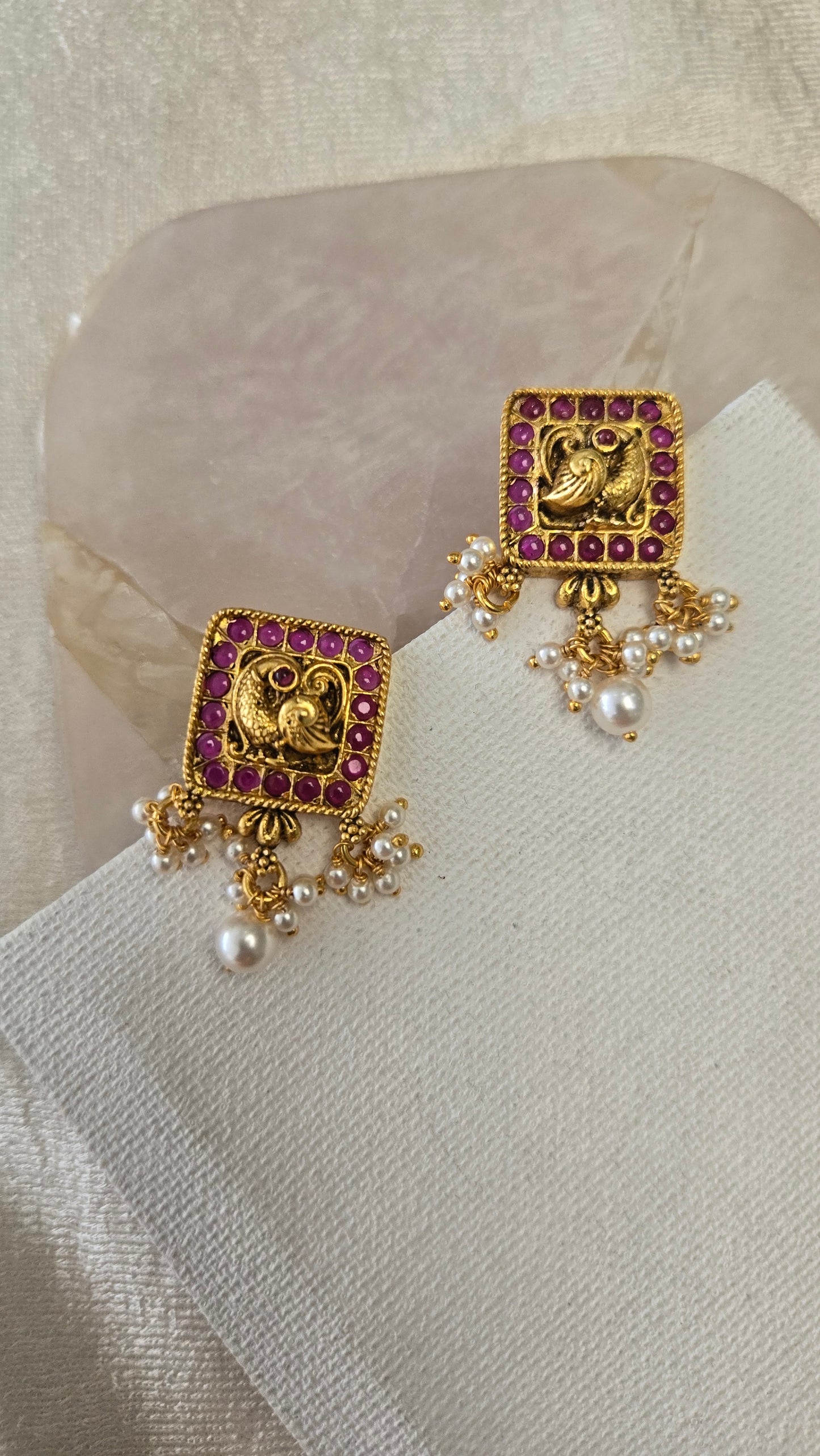 Kundan square stud Earrings