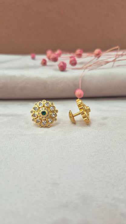 CZ green hrudya stone stud