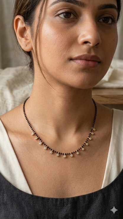 Black beads chain with stones