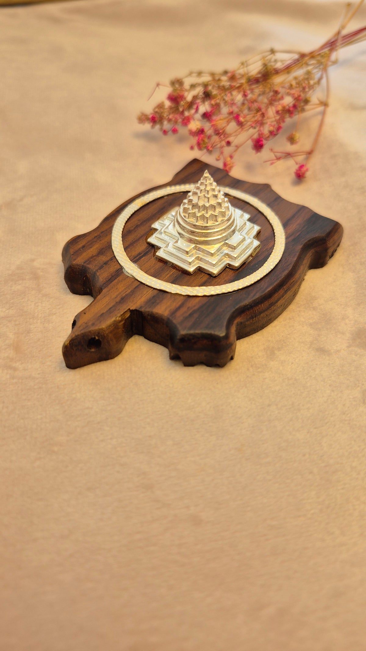 Shree Chakra on Rosewood tortoise petakam