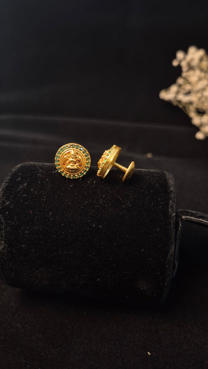 Green Stones lakshmi stud