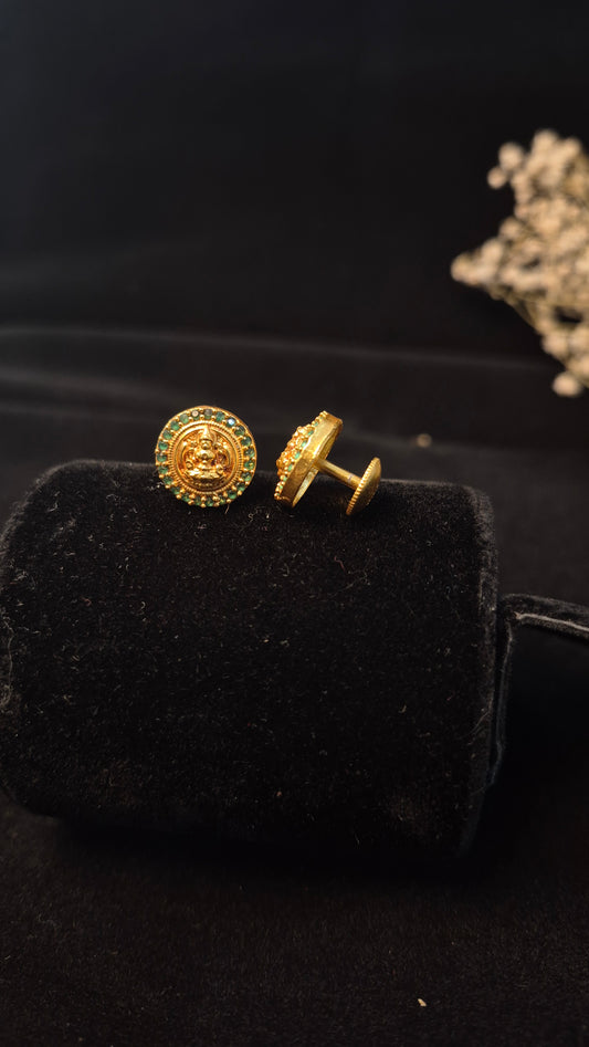 Green Stones lakshmi stud