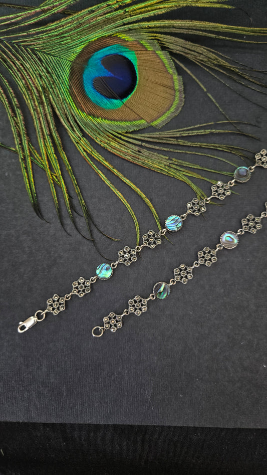 Black marka and mother of pearls anklets