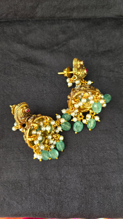Deep nakas Jhumka with Kundan and polki studded