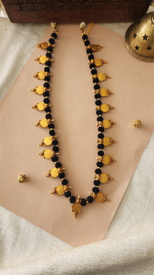 Black Bead Laxmi kasu Nagas Necklace